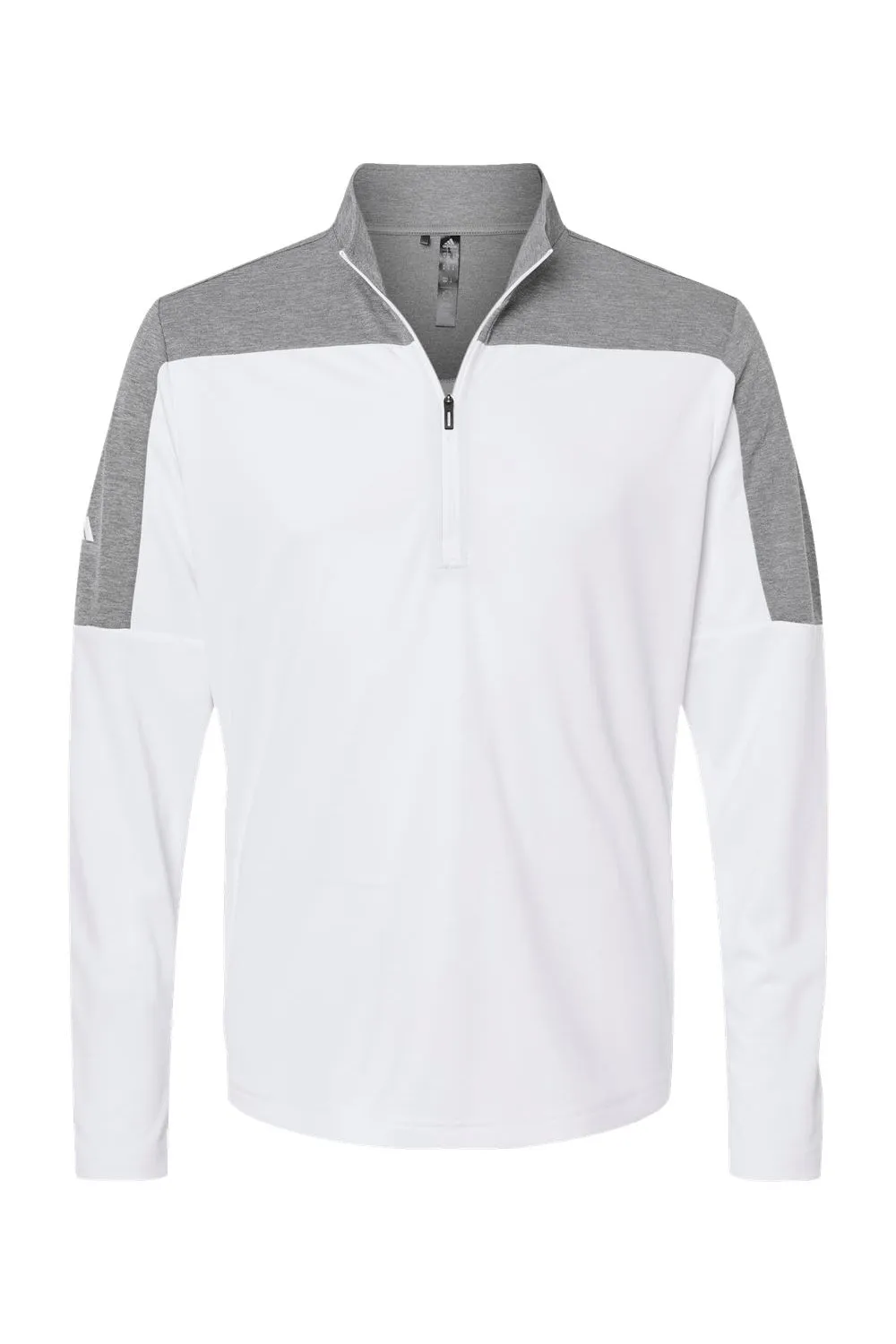 Adidas Mens Moisture Wicking 1/4 Zip Sweatshirt - White/Grey Melange - NEW