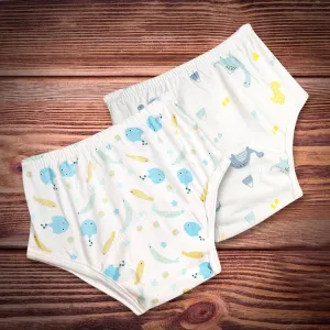 Adjustable & Washable Cloth Diaper Panty 2 Pk Dinosaurs And Fish Multicolour