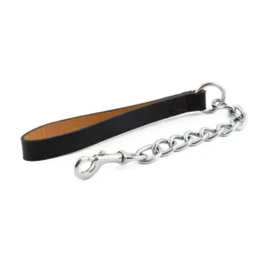 Ancol Leather Handle Chain Dog Lead - Extra Heavy