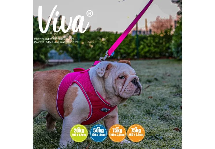 Ancol - Viva Nylon Padded Snap Lead - Pink - 180cm x 25mm (Max 75Kg)