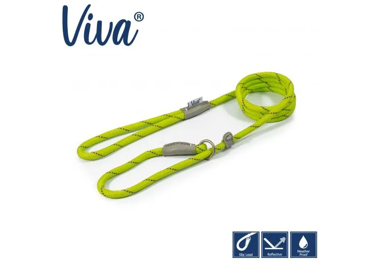 Ancol - Viva Nylon Reflective Rope Slip Lead - Black - 150cm x 8mm (Max 20kg)