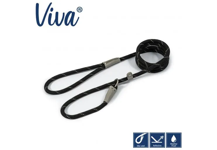 Ancol - Viva Nylon Reflective Rope Slip Lead - Blue - 150cm x 12mm (Max50kg)