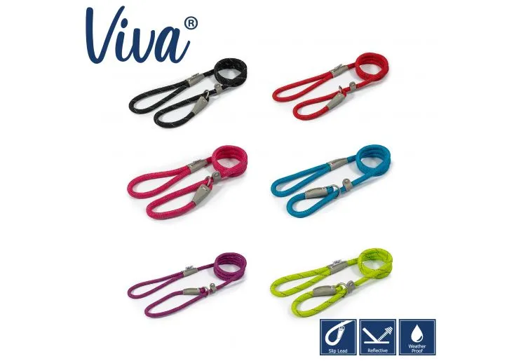 Ancol - Viva Nylon Reflective Rope Slip Lead - Blue - 150cm x 12mm (Max50kg)