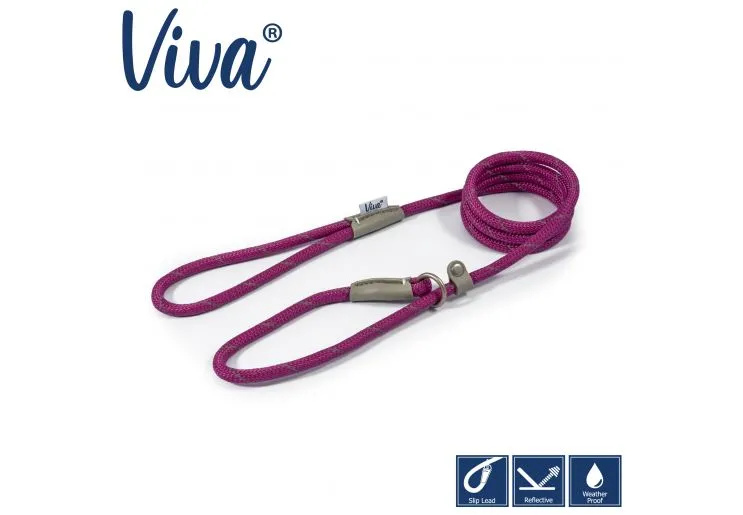 Ancol - Viva Nylon Reflective Rope Slip Lead - Blue - 150cm x 12mm (Max50kg)