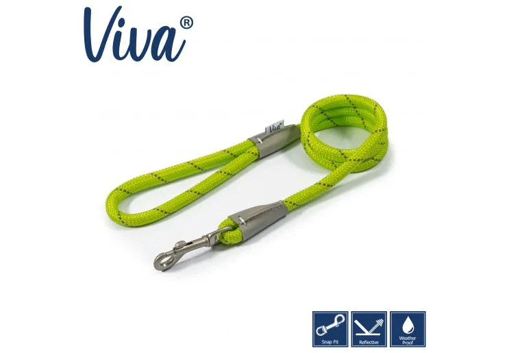 Ancol - Viva Nylon Reflective Rope Snap Lead - Lime - 107cm x 10mm (Max 30kg)