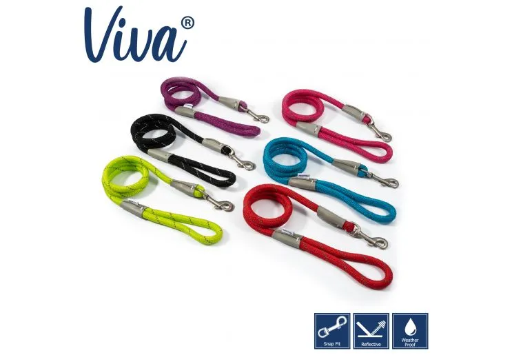 Ancol - Viva Nylon Reflective Rope Snap Lead - Purple - 107cm x 12mm (Max50kg)