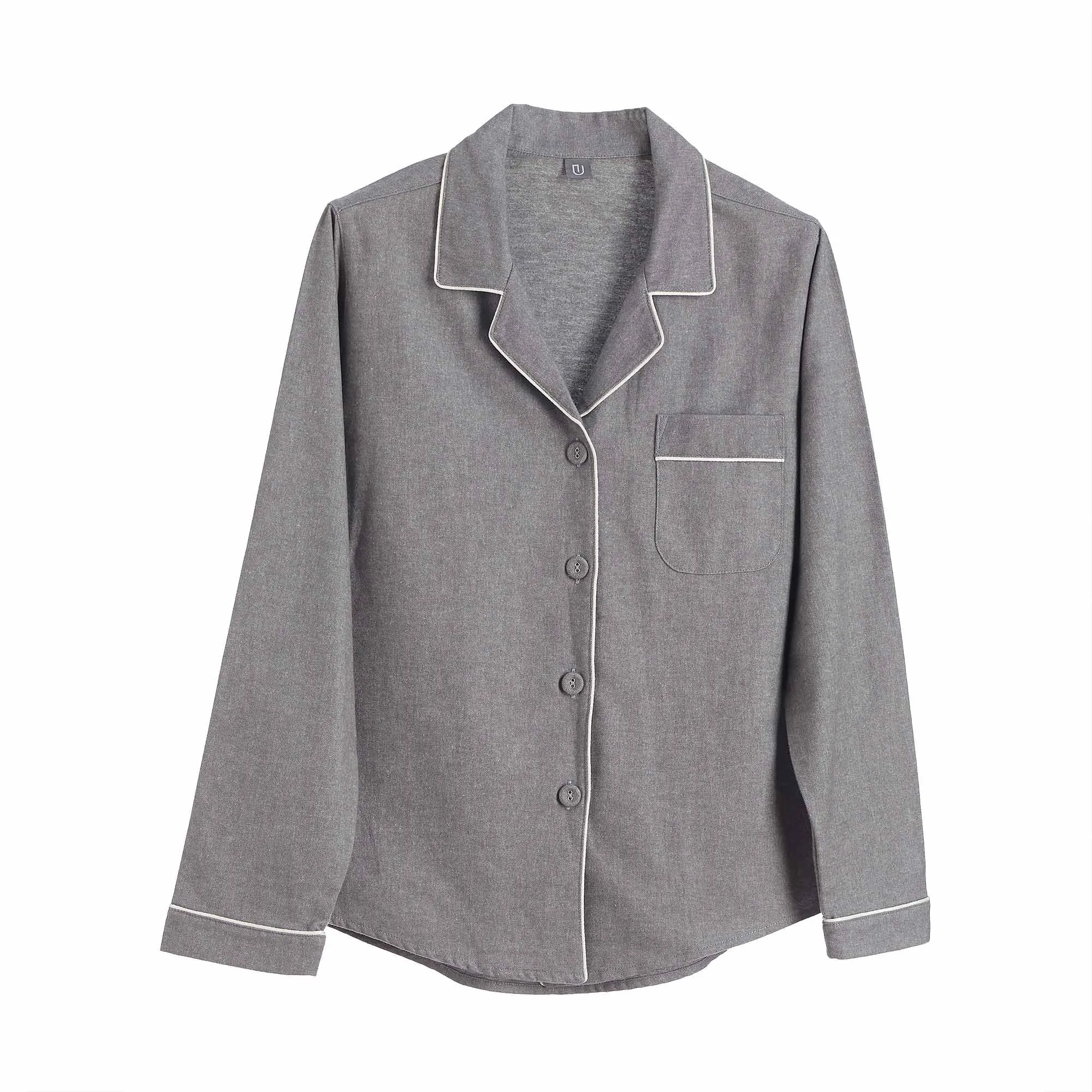 Arove Pyjama Shirt [Stone grey/Natural white]