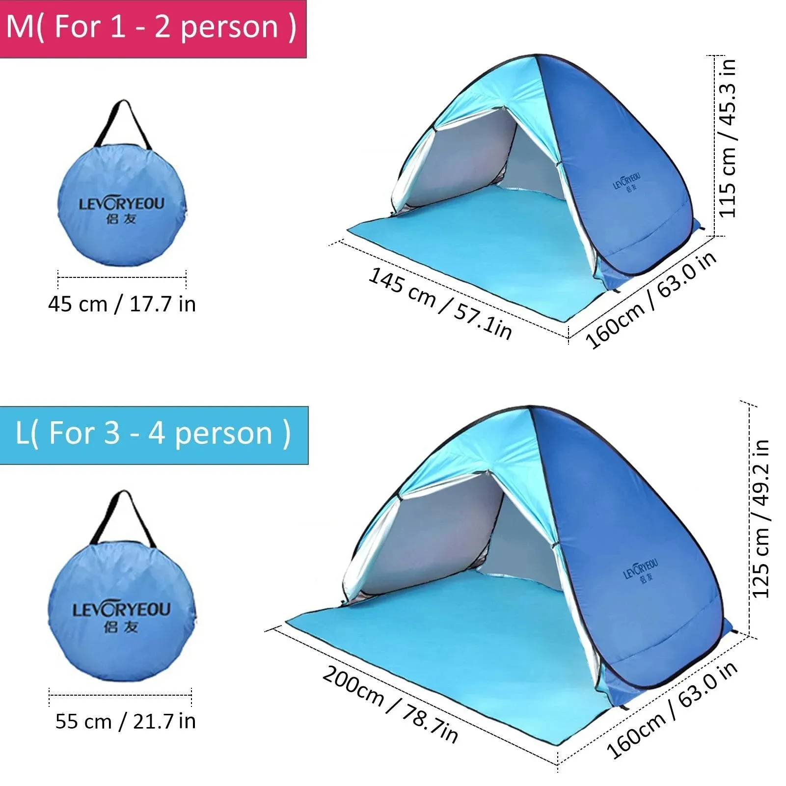 Automatic Camping Tent Ship From RU Beach Tent 2 Persons Tent Instant Pop Up Open Anti UV Awning Tents Outdoor Sunshelter