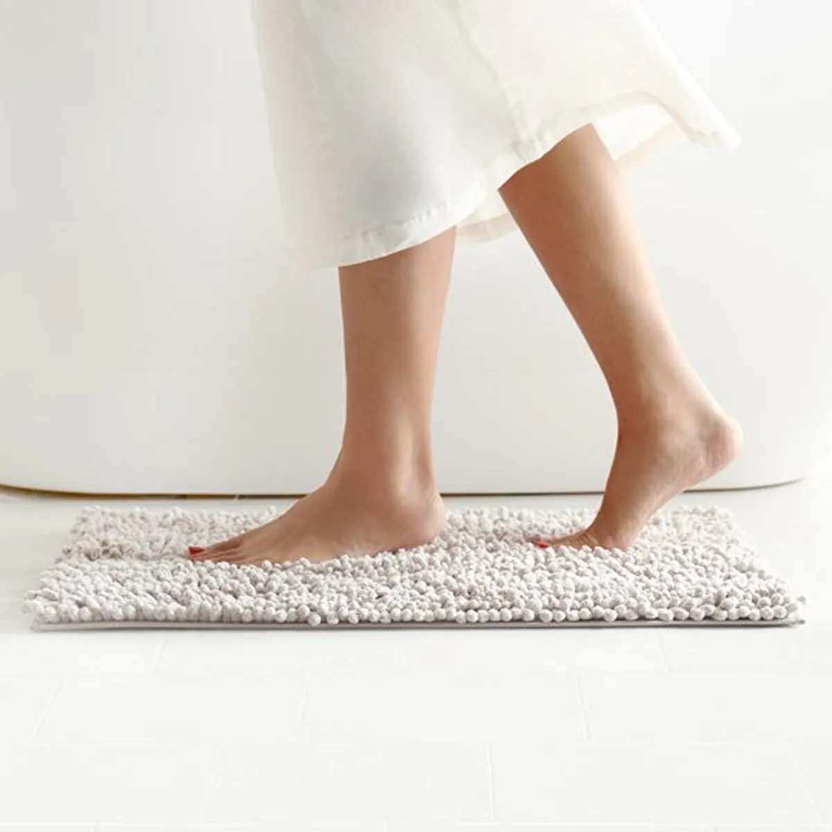 Chenille Bath Mat - Heathered Oatmeal