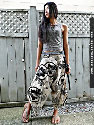 Cute Koi Fish (WHITE) Waist-Tied Samurai Pants