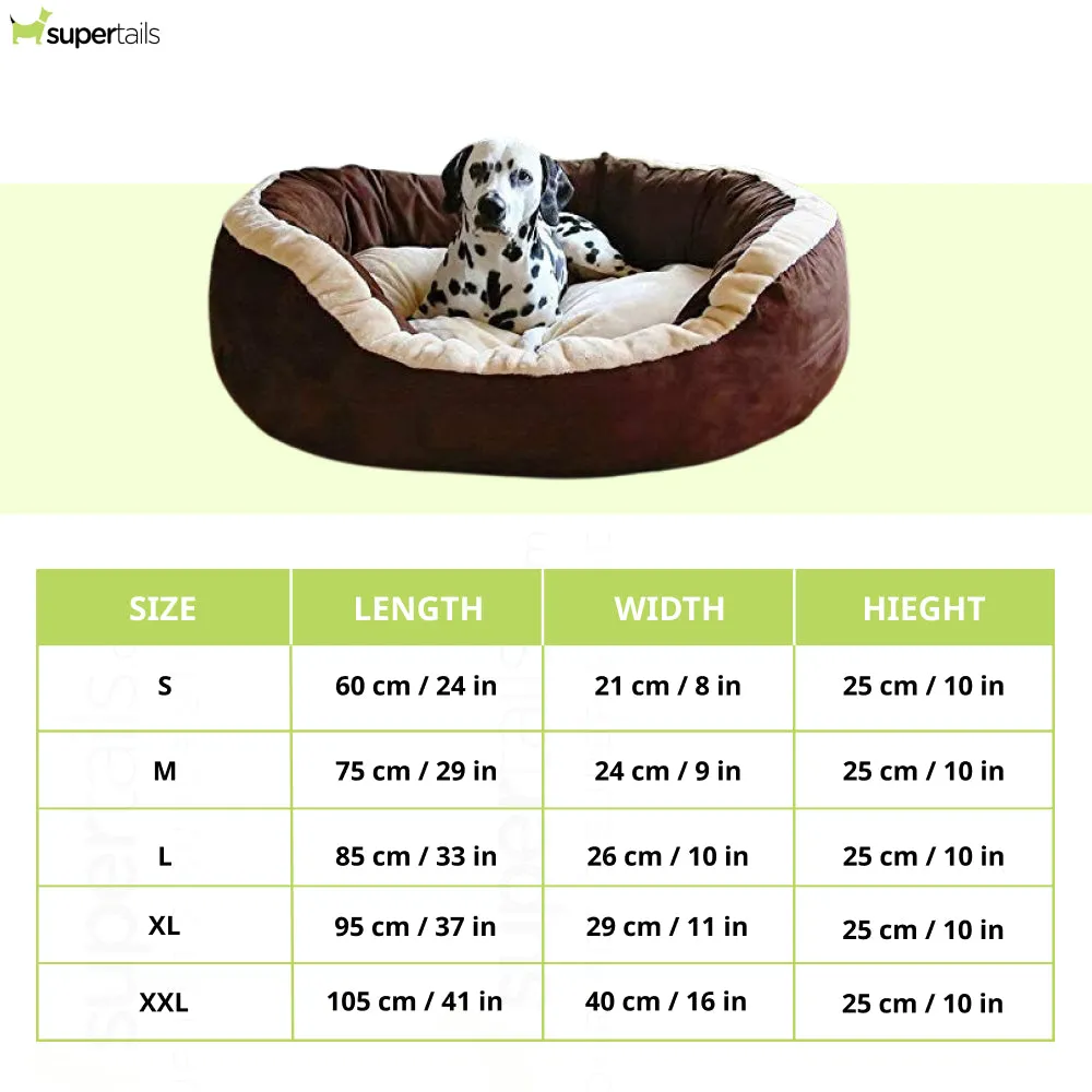 Fluffy's Luxurious Polyester Filled Soft Dual Colour Bed for Dogs and Cats (Brown)