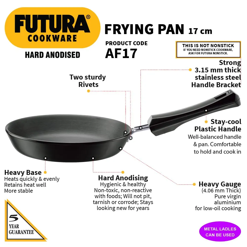 Hawkins Futura 17 cm Frying Pan, Hard Anodised Fry Pan, Small Frying Pan, Black (AF17)