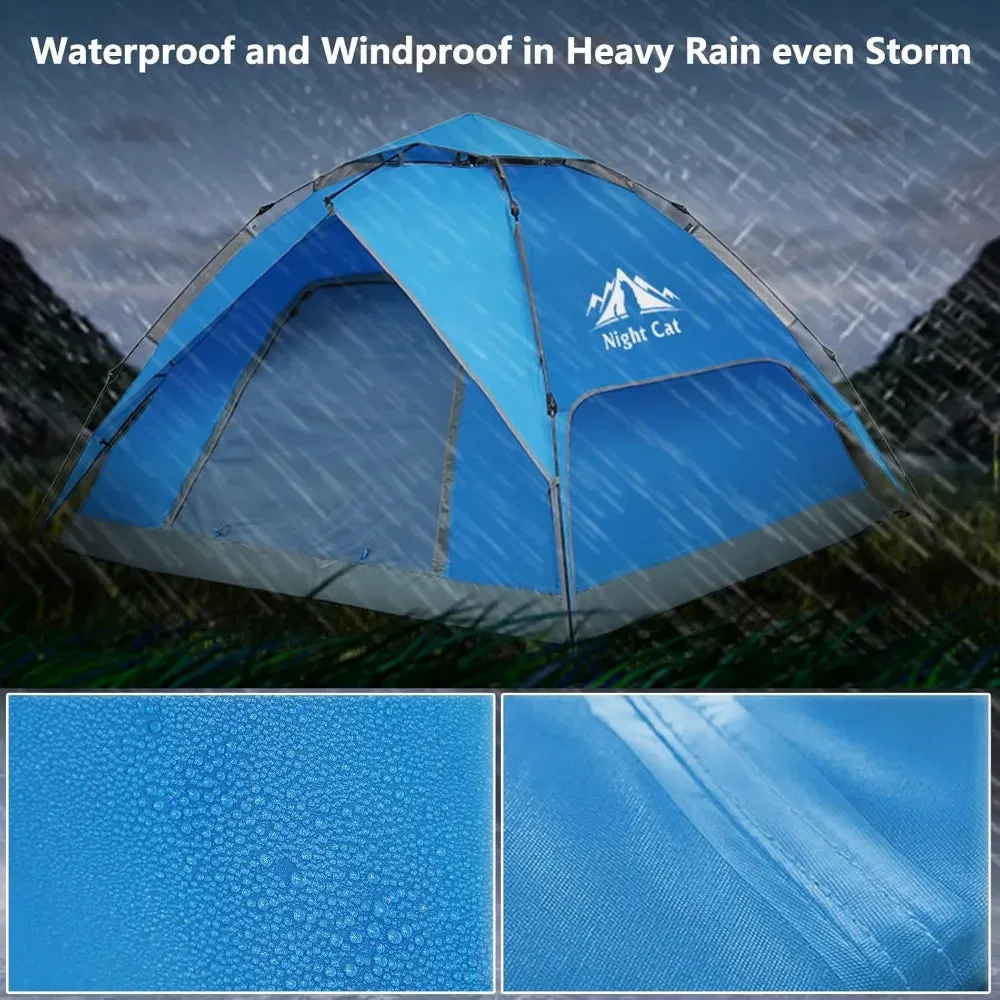 Instant Popup Tents 2-3 Persons with Footprint Tarp Easy Setup Camping Tent with Rainfly Double Layers Waterproof Automatic