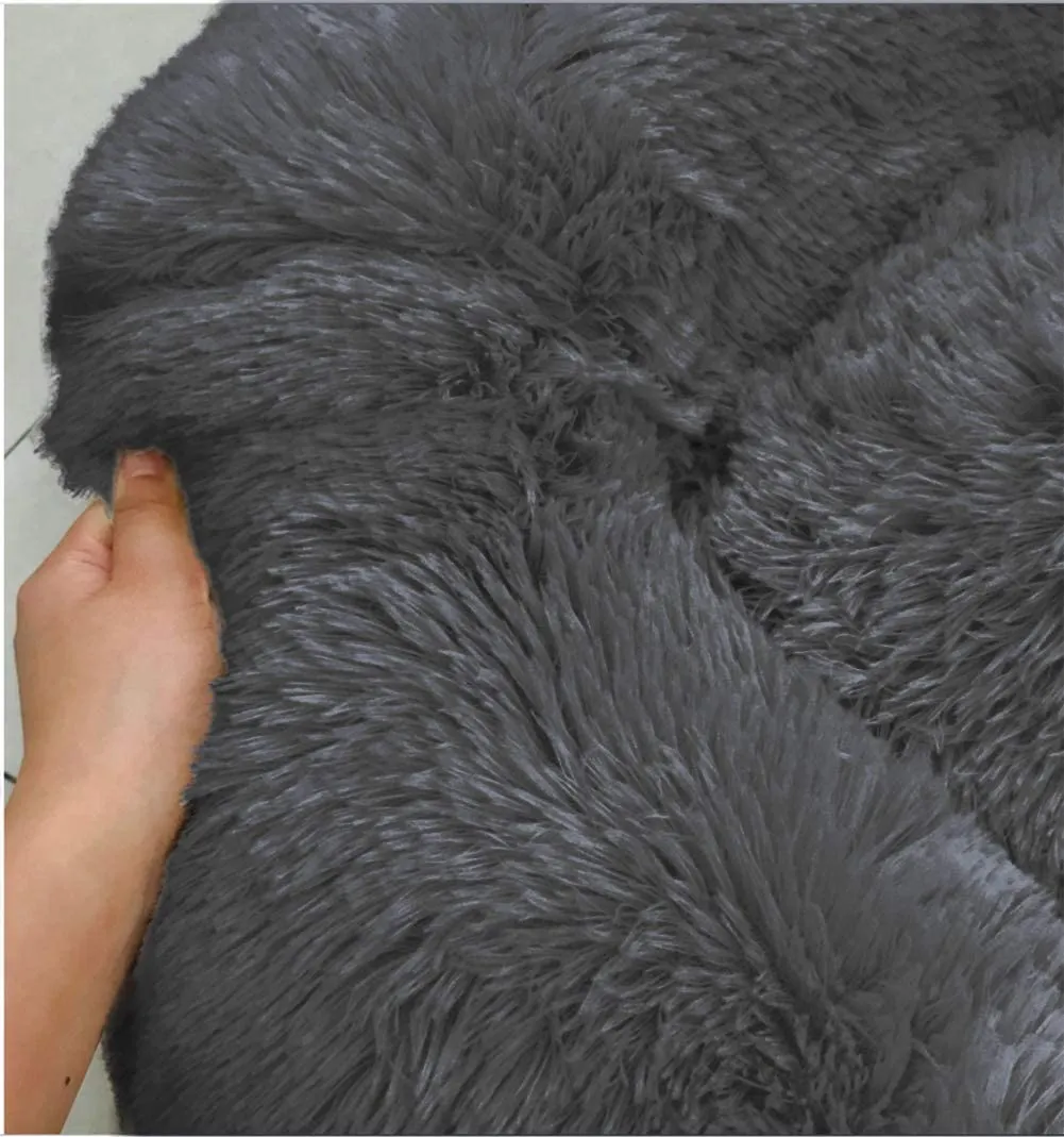 Large Washable Plush Round Dog Cat Bed, Non-Slip, 70cm