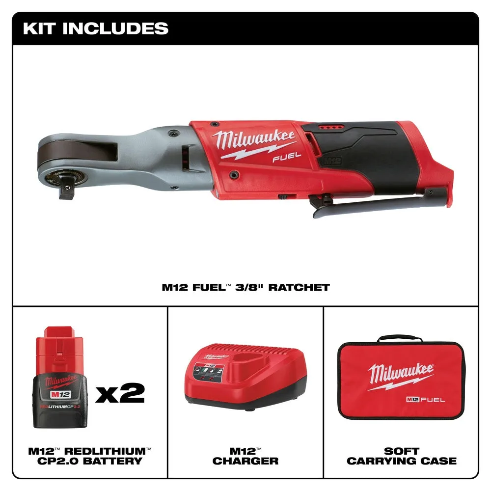 Milwaukee 2557-22 M12 FUEL 3/8" Ratchet 2 Battery Kit