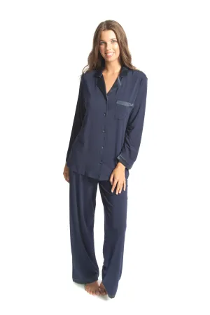 Premium Modal Silk Trim PJ Set Navy