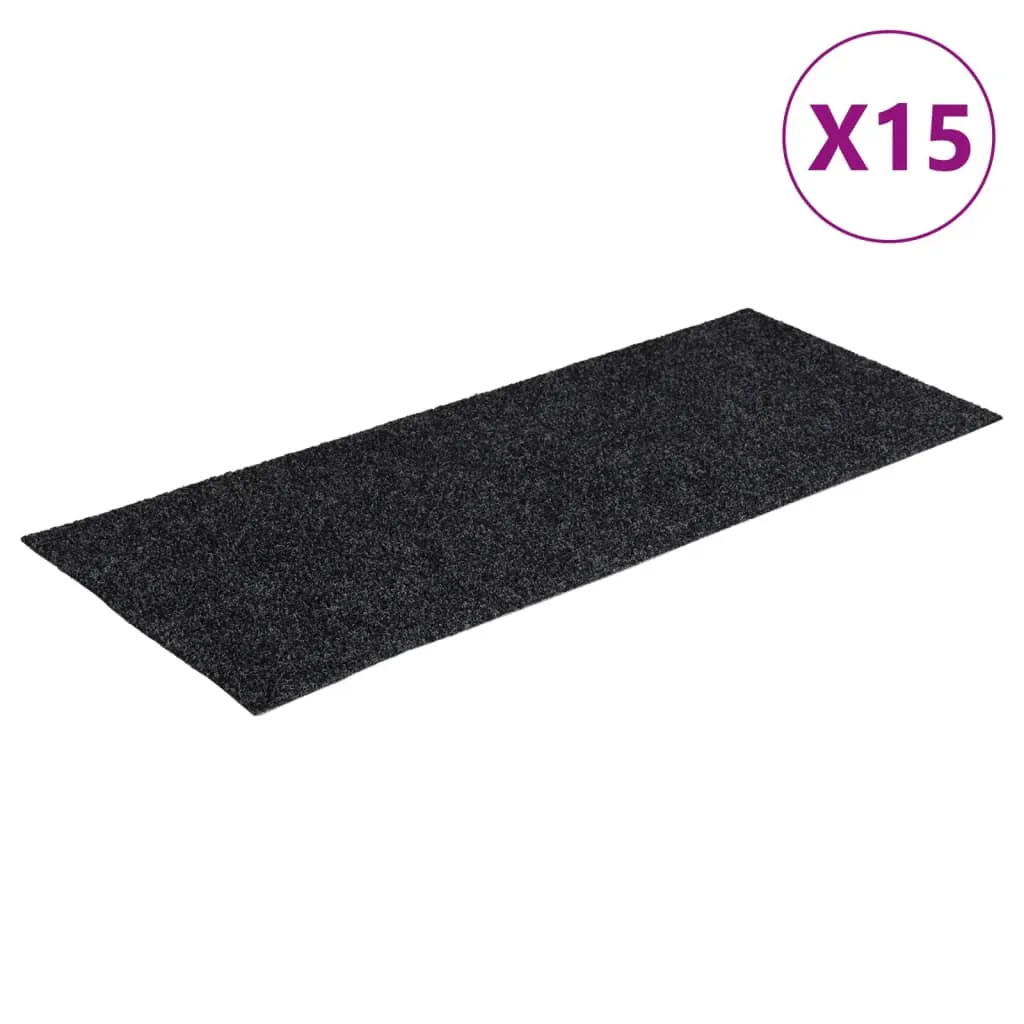 Self-adhesive Stair Mats Rectangular 15 pcs 60x25 cm Grey