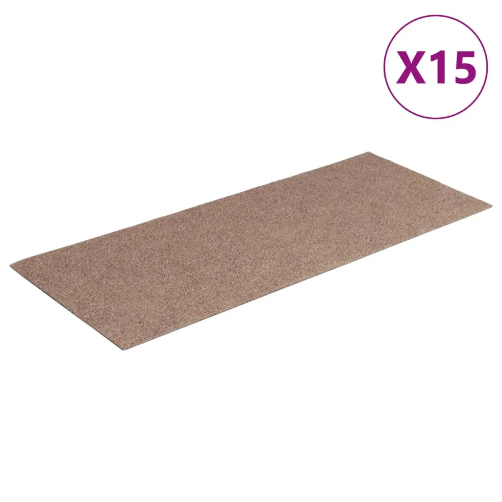 Self-adhesive Stair Mats Rectangular 15 pcs 60x25 cm Light Brown