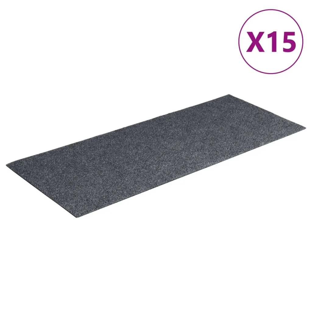 Self-adhesive Stair Mats Rectangular 15 pcs 60x25 cm Light Grey