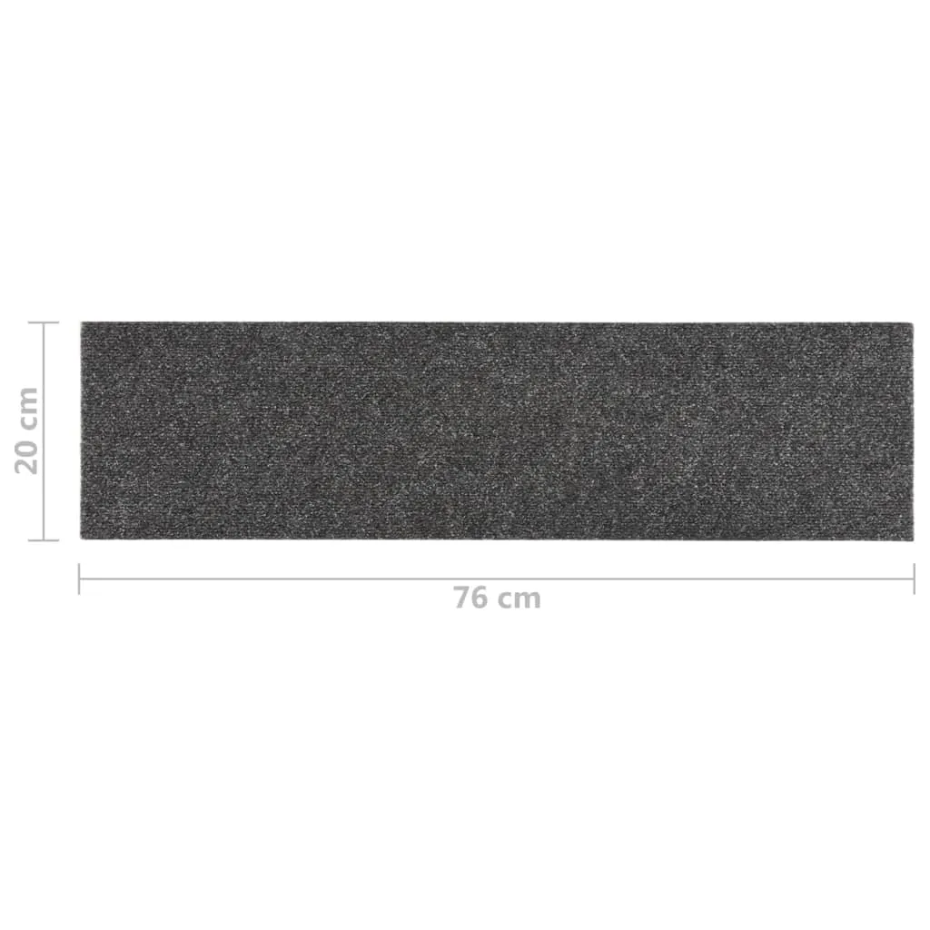 Self-adhesive Stair Mats Rectangular 15 pcs 76x20 cm Anthracite