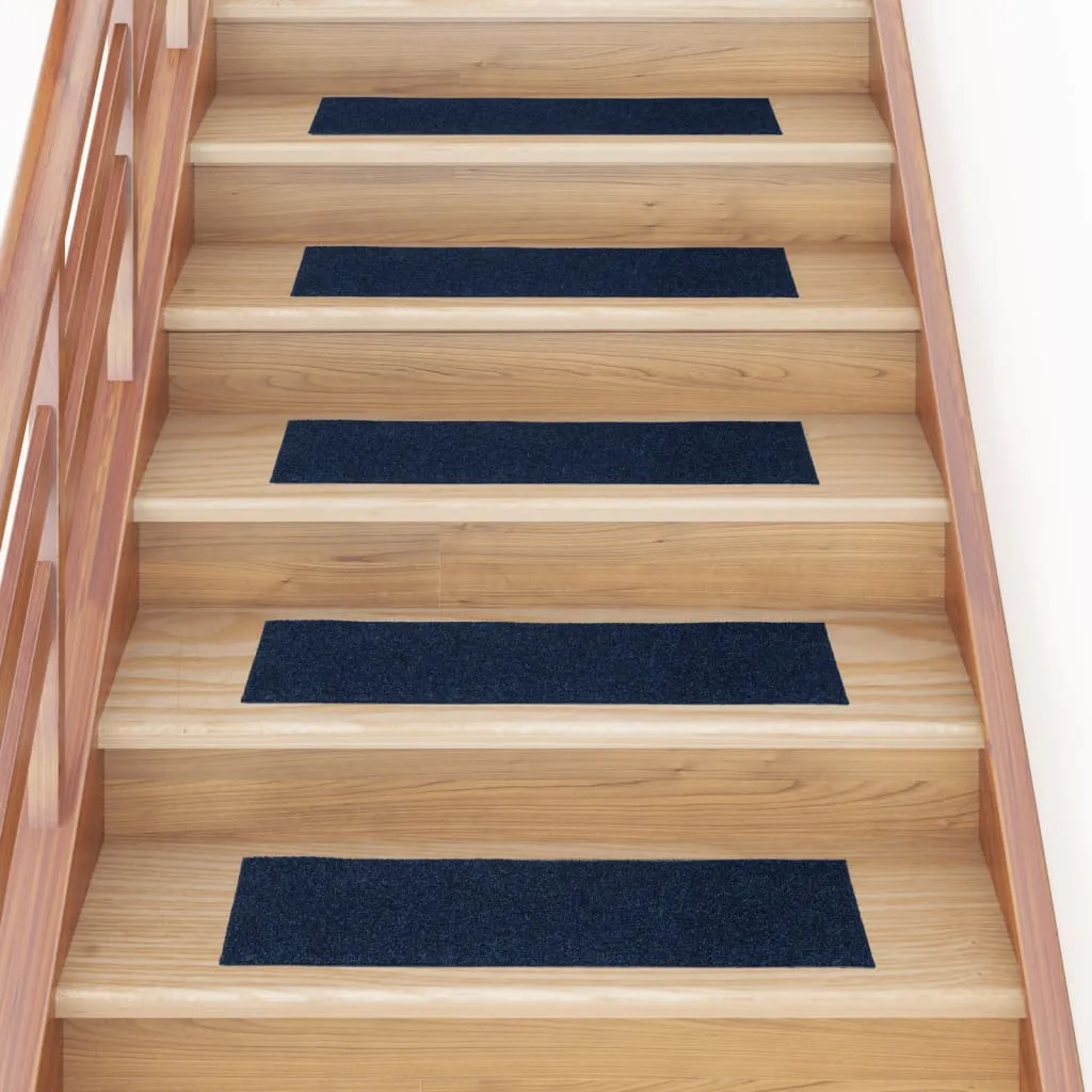 Self-adhesive Stair Mats Rectangular 15 pcs 76x20 cm Blue