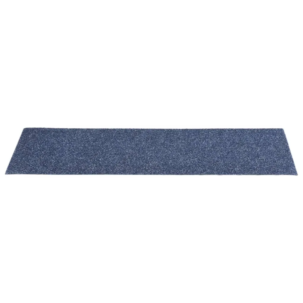 Self-adhesive Stair Mats Rectangular 15 pcs 76x20 cm Grey Blue