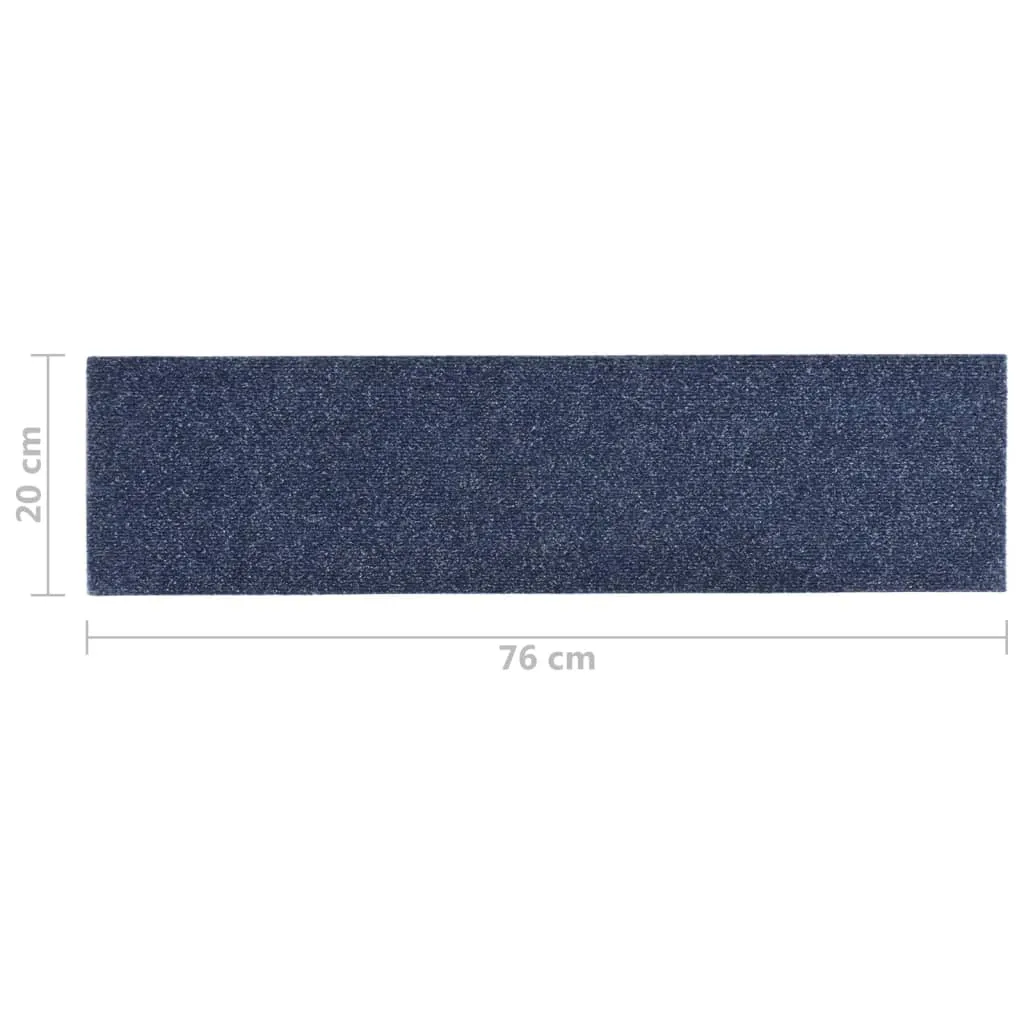 Self-adhesive Stair Mats Rectangular 15 pcs 76x20 cm Grey Blue