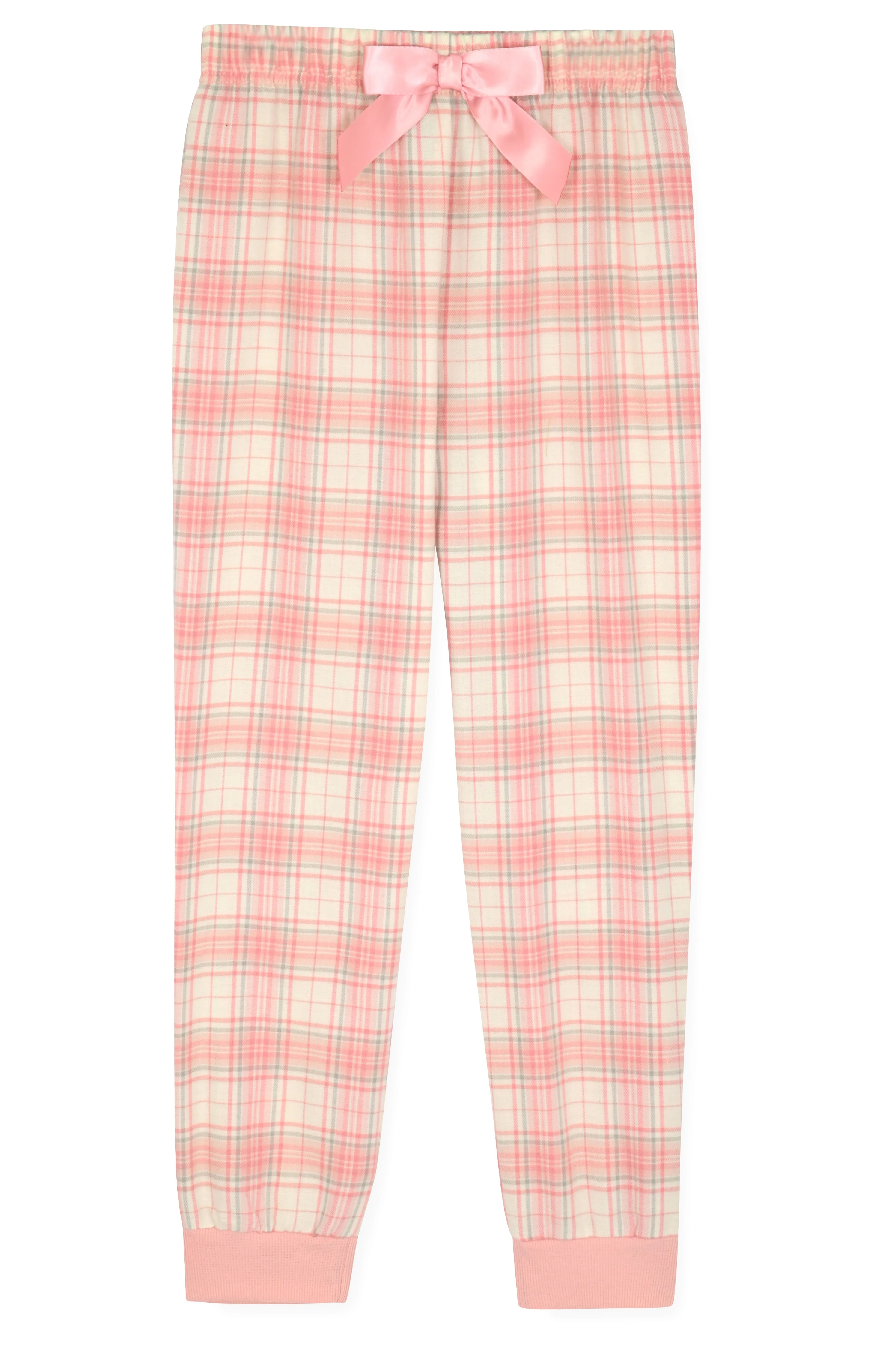 Sleep On It Girls 2-Piece Woven Flannel Plaid Pajama Set - Pink