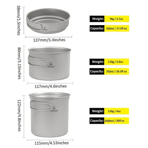 Titanium 3 Piece Cookset by SilverAnt