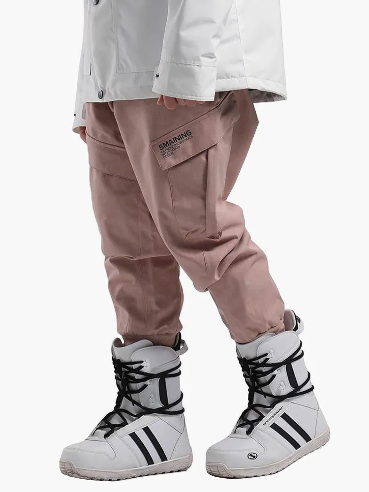 unisex pink Waterproof, warm, loose, thin, breathable and wear-resistant hip-hop double-board snowboard pants