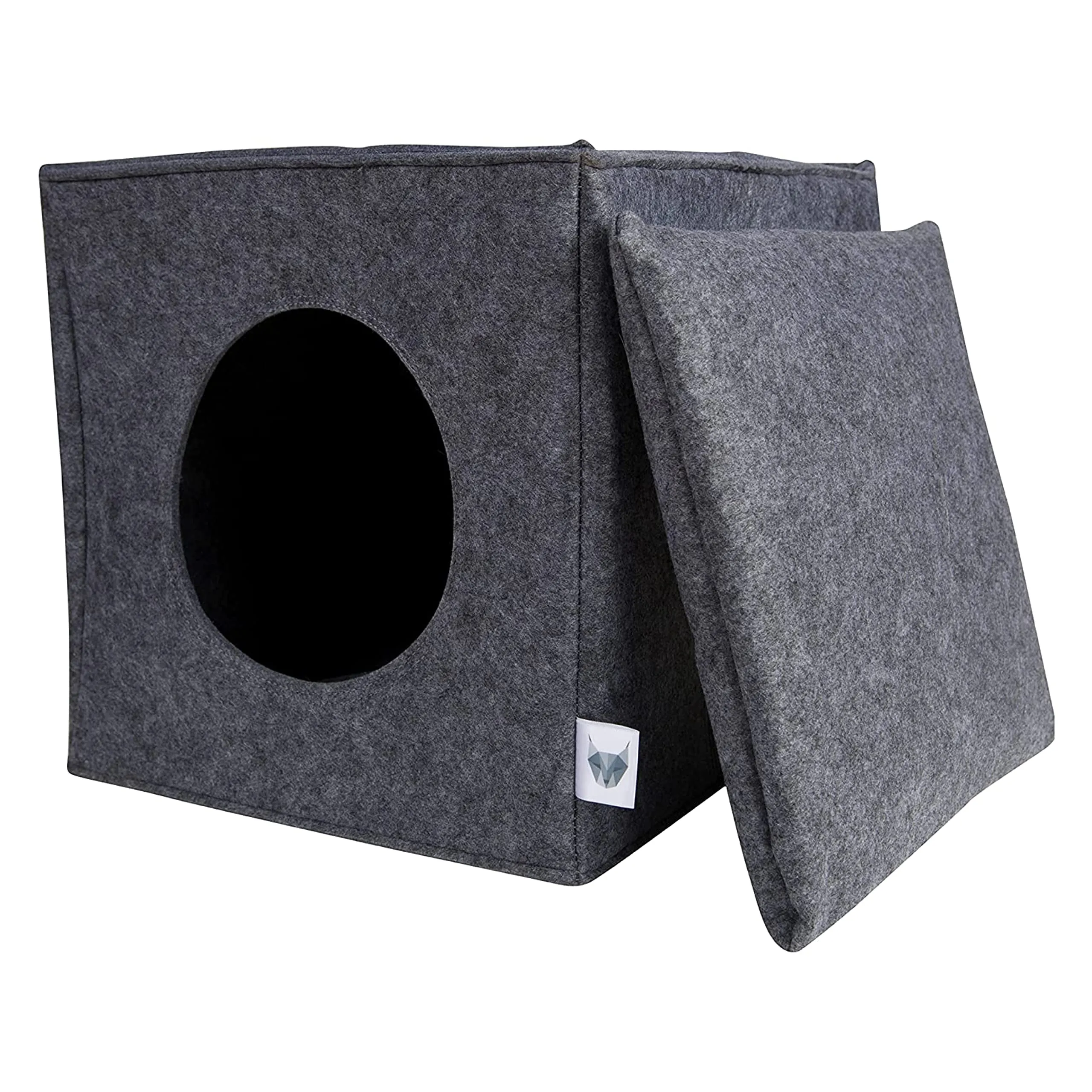 VIIRKUJA Felt cat cave in Blue Including Cushion, Suitable for e.g. IKEA Expedit & Kallax